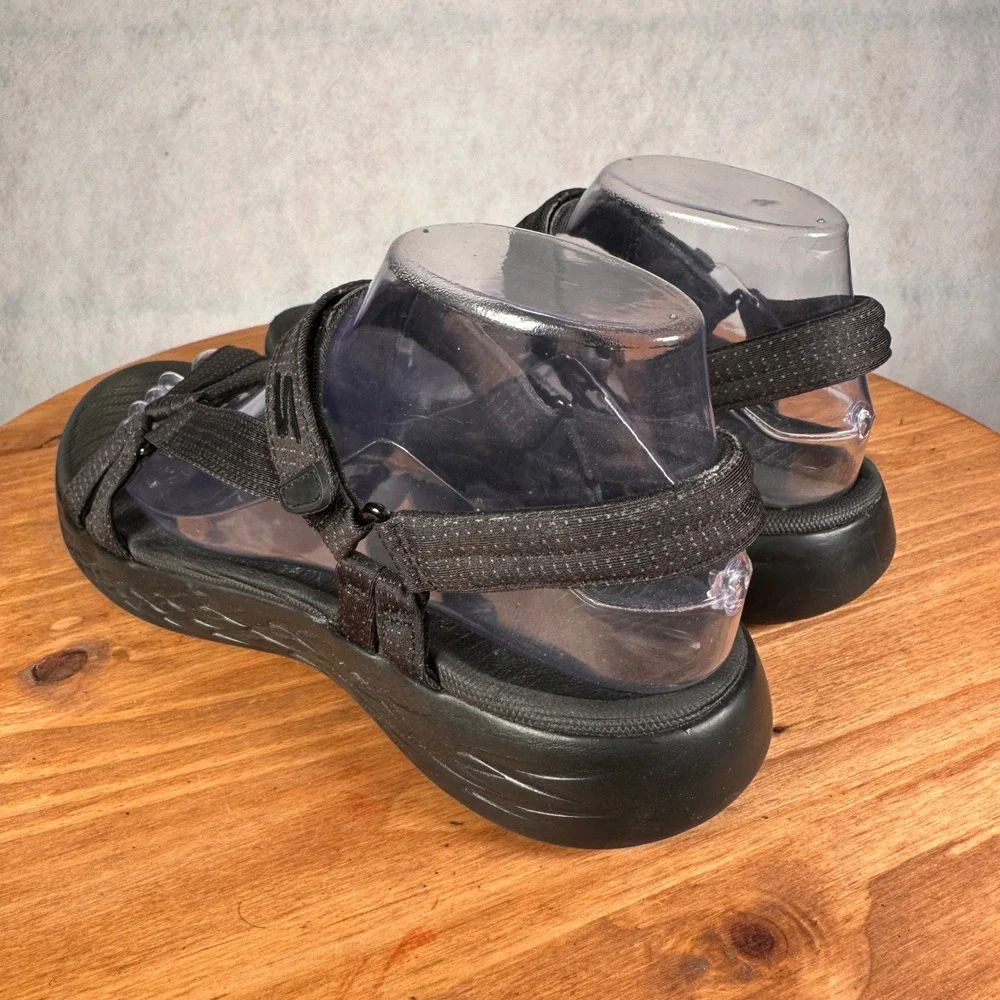 Skechers On-The-Go 600 Brilliancy Women 8 Black Good Sporty Strappy 15316